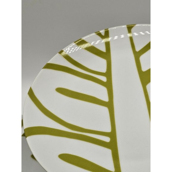 Crate & Barrel Tropical Fern Palm Plant 8" Salad Dish Set Of 4 Beach Summer - Picture 7 of 7